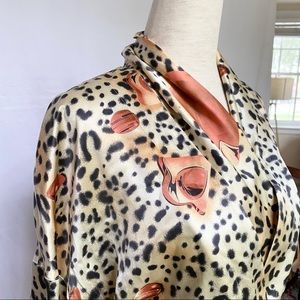 ESCADA SILK LONG SLEEVE BLOUSE LEOPARD PRiNT SIZE 38